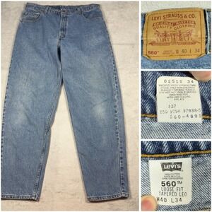 Levi's 560 Loose Fit Tapered Leg Jeans Mens 38x33 Blue Vintage Made in USA 90s‎
